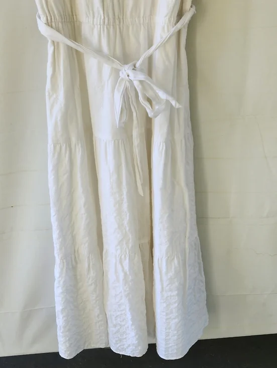 Talbots White Sleeveless Sun Dress with Waist Tie - Picture 5 of 10